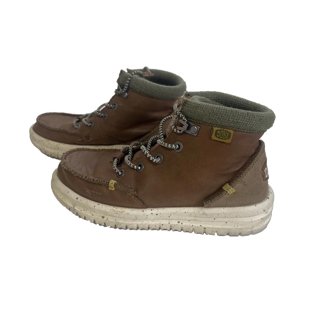Hey Dude Bradley Classic Boot Youth Size 3 Leather Wool Lace Up Shoe